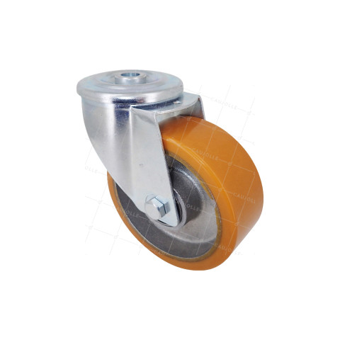 Rotante POLIURETANO INDUSTRIAL DIÁMETRO 100 MM CARGA 120 KG EJE 12 MM BOLAS - S06AR 100 • Caujolle