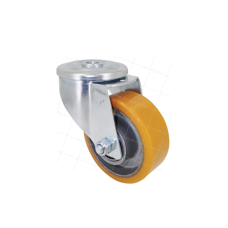 Rotante POLIURETANO INDUSTRIAL DIÁMETRO 80 MM CARGA 120 KG EJE 12 MM BOLAS - S06AR 80