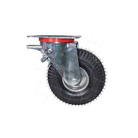Rotante PIVOTANTE CON FRENO NEUMÁTICO INFLABLE ULTRA REFORZADA DIÁMETRO 260 MM CARGA 250KG Cojinete DE BOLAS - S20-1AF 4 CAPAS INFLADAS • Caujolle
