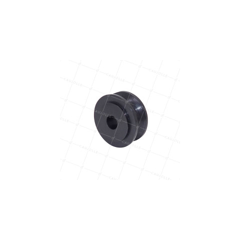 Polea de plástico de gran diámetro 50 mm, carga 60 kg, eje 12 mm para cable de 12 mm. • Caujolle