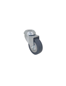 RUEDA PARA COLECTIVIDADES DE CAUCHO FLEXIBLE QUE NO MANCHA CON UN DIÁMETRO DE 65 MM CARGA 35 KG CON FIJACIÓN DE 10 MM- S19 65
