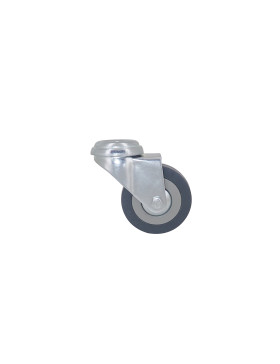 RUEDA PARA COLECTIVIDADES DE CAUCHO FLEXIBLE QUE NO MANCHA CON UN DIÁMETRO DE 65 MM CARGA 35 KG CON FIJACIÓN DE 10 MM- S19 65
