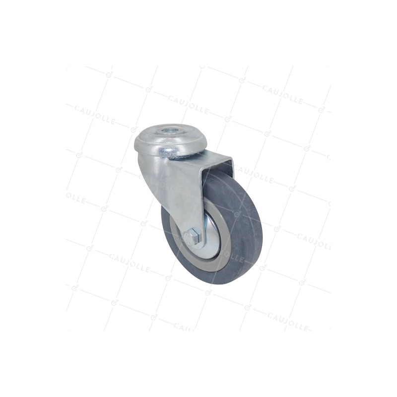 RUEDA PARA COLECTIVIDADES DE CAUCHO FLEXIBLE QUE NO MANCHA CON UN DIÁMETRO DE 75 MM CARGA 40 KG CON FIJACIÓN DE 10 MM- S19 80