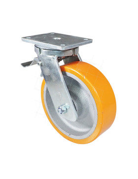 Rotante PIVOTANTE A FRENO EN FUNDICIÓN POLIURETANO DIÁMETRO 250 MM CARGA 1800 KG - STEC 250 PAF • Caujolle