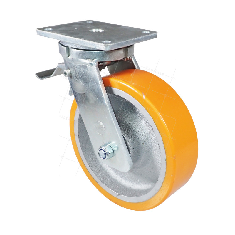 Rotante PIVOTANTE A FRENO EN FUNDICIÓN POLIURETANO DIÁMETRO 250 MM CARGA 1800 KG - STEC 250 PAF