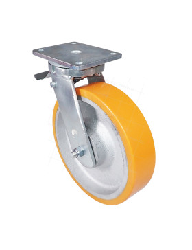 Rotante PIVOTE A FRENO EN HIERRO FUNDIDO POLIURETANO DIÁMETRO 300 MM CARGA 2000 KG - STEC 300 PAF • Caujolle