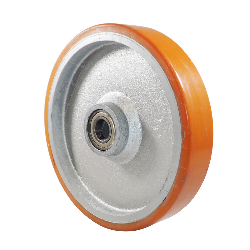 RUEDA INDUSTRIAL DE FUNDICIÓN Y POLIURETANO DIÁMETRO 400MM CARGA 2500KG EJE 40 MM - SFPU400RB40