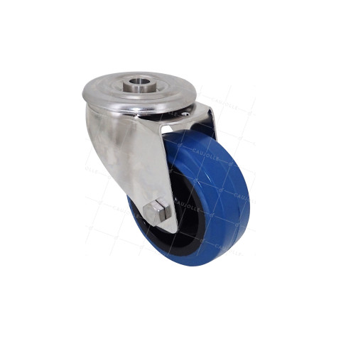 Rotante INOX DE GOMA ELÁSTICA CON Orificio de fijación DIÁMETRO 80 MM CARGA 120 KG CON FIJACIÓN DE 12 MM - INOX Orificio de fijación 80 AZUL • Caujolle