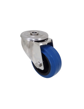 Rotante INOX DE GOMA ELÁSTICA CON Orificio de fijación DIÁMETRO 80 MM CARGA 120 KG CON FIJACIÓN DE 12 MM - INOX Orificio de fija