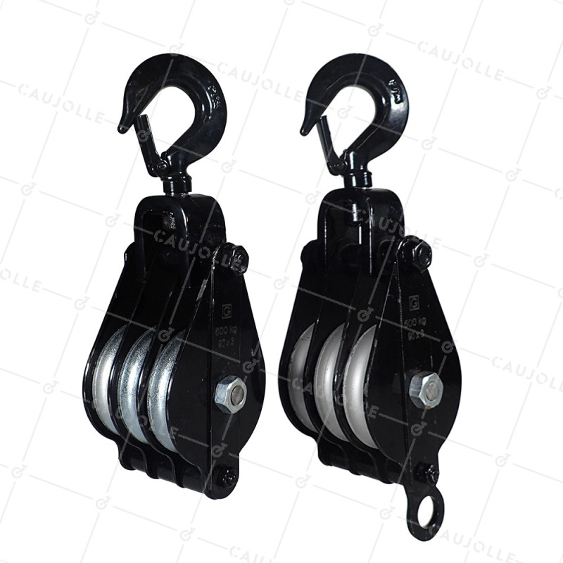 PAR DE MANOPLAS DE LEVANTAMIENTO PARA CABLE DE 12 MM DIÁMETRO MÁXIMO 90 MM 3 RODILLOS