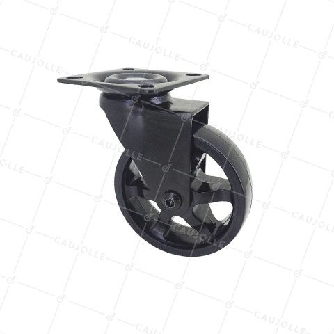 Rotante DISEÑO NEGRO Rueda NYLON DIÁMETRO 75 MM CARGA 45KG - BLACKNYLON 75P • Caujolle
