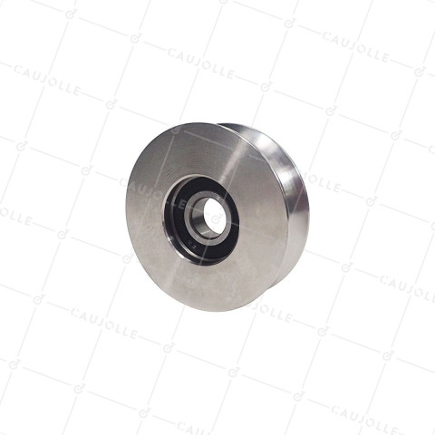 Rueda DE PORTAIL COULISSANT A Canal RONDE EN INOX DIAMETRE 80MM POUR RAIL ROND DE 20MM CARGA 300KG EJE 14MM - GAGR 80 INOX • Caujolle