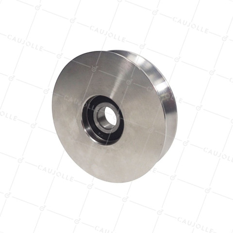 Rueda DE PORTAIL COULISSANT A Canal RONDE EN INOX DIAMETRE 100 MM POUR RAIL ROND DE 20 MM CARGA 600 KG EJE 14MM - GAGR 100 INOX • Caujolle