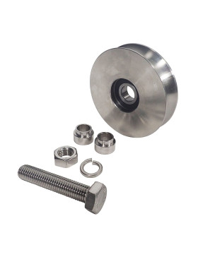 Rueda DE PORTAIL COULISSANT A Canal RONDE EN INOX DIAMETRE 100 MM POUR RAIL ROND DE 20 MM CARGA 300 KG EJE 14MM - GAGR 100 INOX