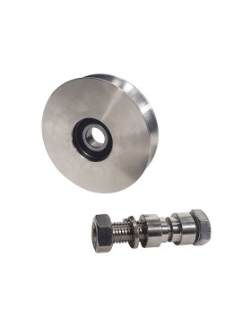 Rueda DE PORTAIL COULISSANT A Canal RONDE EN INOX DIAMETRE 100 MM POUR RAIL ROND DE 20 MM CARGA 300 KG EJE 14MM - GAGR 100 INOX