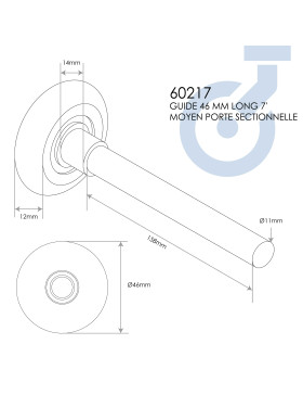 Rotante DE PUERTA DE GARAJE DIÁMETRO 46 MM LONGITUD 158 MM - GUÍA 46 MM LARGO 7' MEDIO