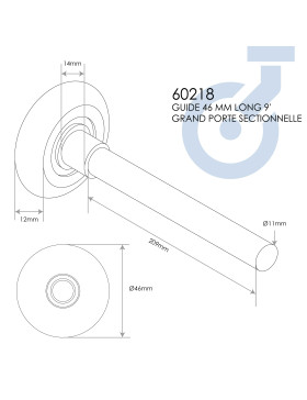 Rotante DE PUERTA DE GARAGE DIÁMETRO 46 MM LONGITUD 209 MM - GUIA 46 MM LARGA 9' GRANDE