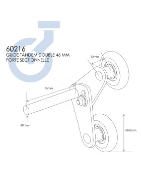Rotante TANDEM 46 MM PUERTA SECCIONAL - DOBLE
