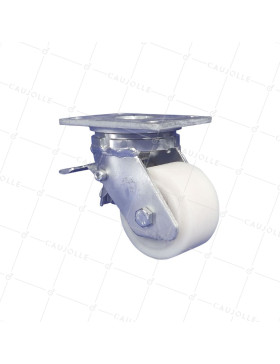 Rotante GIRATORIA CON FRENO EN NYLON DIÁMETRO 100 MM CARGA 1200 KG - STEC NYLON 100P CON FRENO • Caujolle