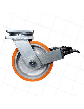 Rotante PIVOTANTE A FREIN EN FONTE POLIURETANO DIÁMETRO 250 MM CARGA 3600 KG - STEC DOBLE 250P A FRENO