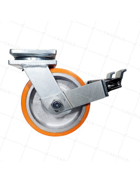 Rotante PIVOTANTE A FREIN EN FONTE POLIURETANO DIÁMETRO 250 MM CARGA 3600 KG - STEC DOBLE 250P A FRENO