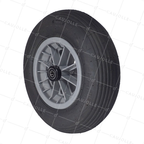 RUEDA DE CARRETILLA INFLABLE REFORZADA DIÁMETRO 400 MM CARGA 150 KG PARA EJE DE 16 MM CON Cojinete A BOLAS - S1006P 400/8 4PR LÍNEAS R BOLAS  16 • Caujolle