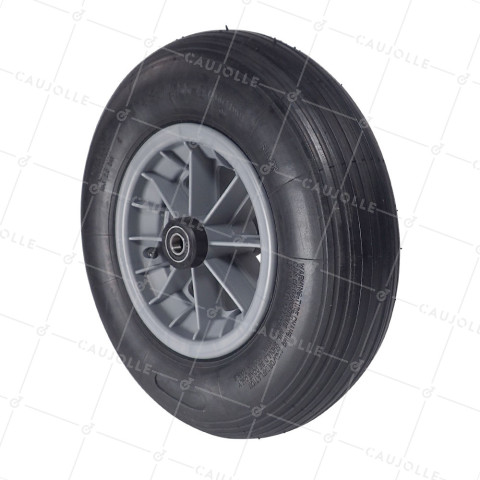 RUEDA DE CARRETILLA INFLABLE DIÁMETRO 400 MM CARGA 150 KG PARA EJE DE 16 MM CON COJINETE A BOLAS - S1006P 400/8 2PR R BOLAS 16 • Caujolle