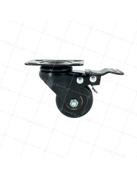 Rotante PIVOTANTE NEGRA DE MANUTENCIÓN CON FRENO DE POLIURETANO DIÁMETRO 50 MM CARGA 40KG - S2PU 50AF