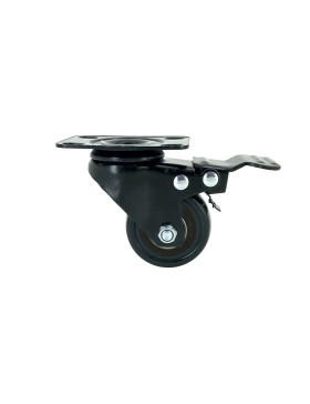 Rotante PIVOTANTE NEGRA DE MANUTENCIÓN CON FRENO DE POLIURETANO DIÁMETRO 50 MM CARGA 40KG - S2PU 50AF