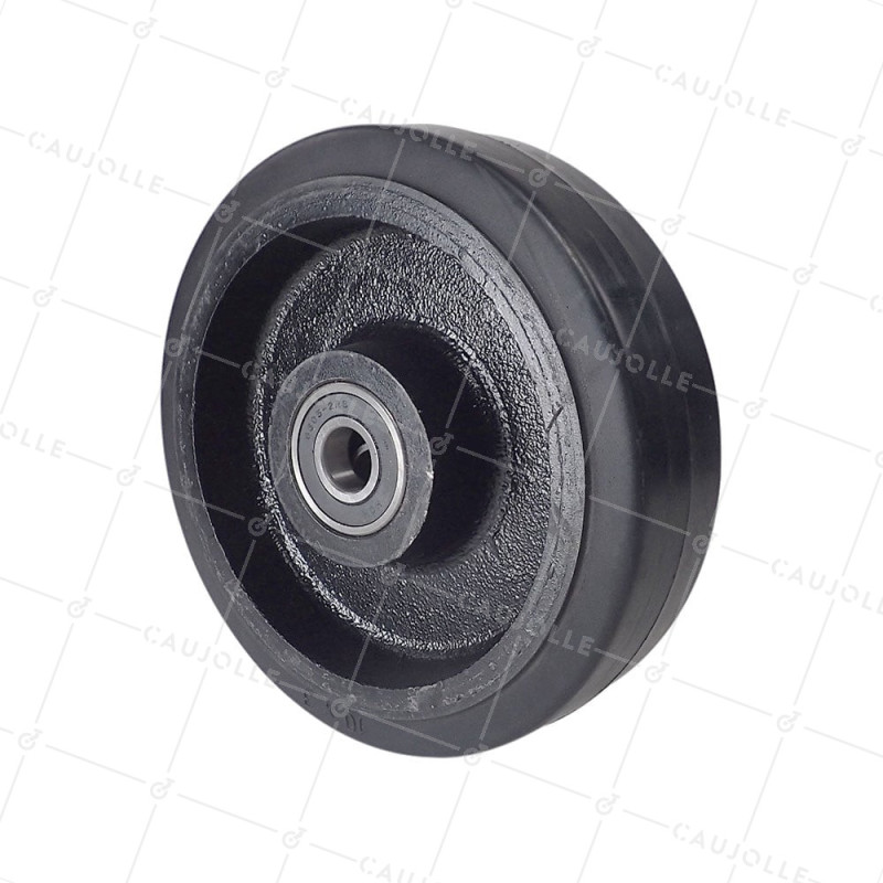 RUEDA DE HIERRO FUNDIDO CON BANDAJE FLEXIBLE, DIÁMETRO DE 250 MM, CARGA DE 600 KG, EJE DE 30 MM - S2750F250