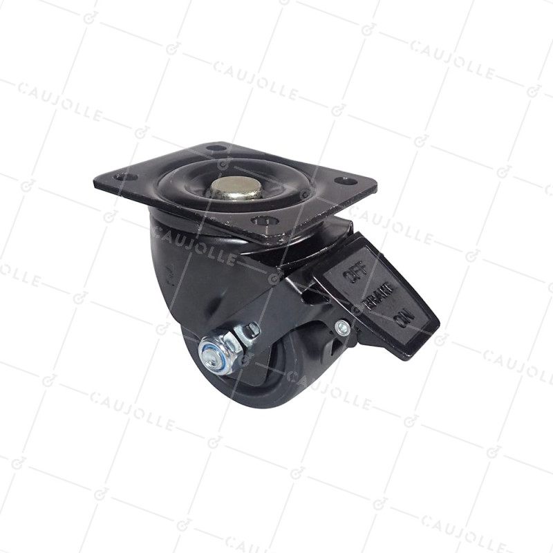 Rotante PIVOTANTE EXTRA BAJA EN NYLON FIBRA FUERTE CARGA DIÁMETRO 75 MM CARGA 600 KG - BLACK SURB 75PAF