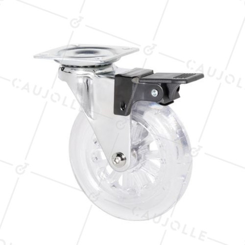 Rotante PIVOTANTE A FRENO TRANSPARENTE DISEÑO DIÁMETRO 100 MM CARGA 75 KG - S140TR 100 PAF • Caujolle