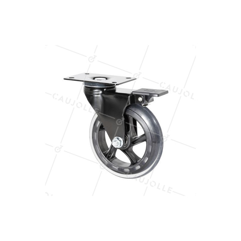 Rotante TRANSPARENTE A Placa CON FRENO Cojinete DE BOLAS DIÁMETRO 125 MM CARGA 40 KG - BLACKROL 125PAF