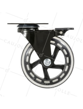 Rotante TRANSPARENTE A Placa CON FRENO Cojinete DE BOLAS DIÁMETRO 125 MM CARGA 40 KG - BLACKROL 125PAF