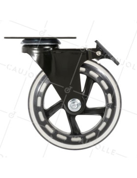 Rotante TRANSPARENTE A Placa CON FRENO Cojinete DE BOLAS DIÁMETRO 125 MM CARGA 40 KG - BLACKROL 125PAF