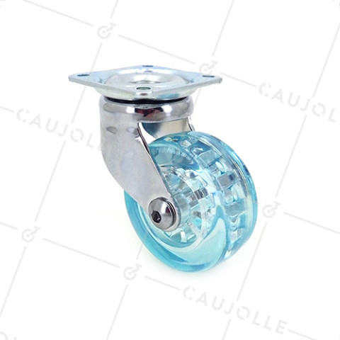 RUEDA DE DISEÑO TRANSPARENTE AZUL CON UN DIÁMETRO DE 50 MM CARGA 35 KG - CRYSTALB50P • Caujolle