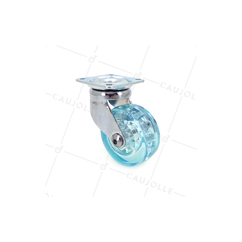RUEDA DE DISEÑO TRANSPARENTE AZUL CON UN DIÁMETRO DE 50 MM CARGA 35 KG - CRYSTALB50P
