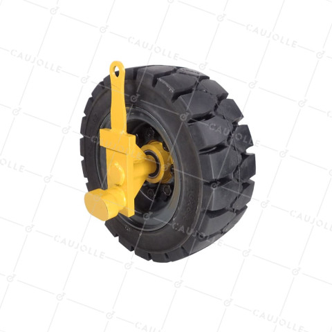 RUEDAS DE CONTENEDOR PARA REMOLQUE CON FIJACIÓN LATERAL DIÁMETRO 413 MM CARGA 3000 KG • Caujolle