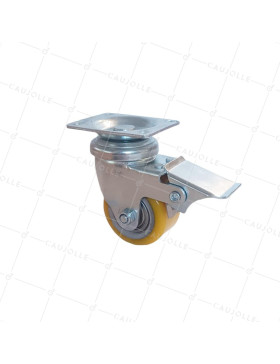 Rotante PIVOTE A FRENO EN POLIURETANO LLANTA DE ALUMINIO DIÁMETRO 50 MM CARGA 180KG - S74AR 50 AF • Caujolle