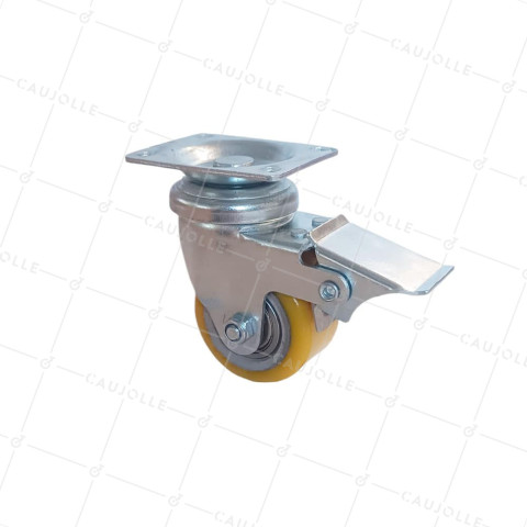 Rotante PIVOTE A FRENO EN POLIURETANO LLANTA DE ALUMINIO DIÁMETRO 50 MM CARGA 180KG - S74AR 50 AF • Caujolle