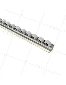 RAIL DE ACERO DE 1.5M CON Ruedas DE 28 MM DE DIÁMETRO CARGA 44 KG - RODILLO CONVEYOR 1.5M ANTI-UV • Caujolle