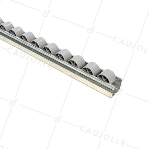 RAIL DE ACERO DE 1.5M CON Ruedas DE 28 MM DE DIÁMETRO CARGA 44 KG - RODILLO CONVEYOR 1.5M ANTI-UV • Caujolle
