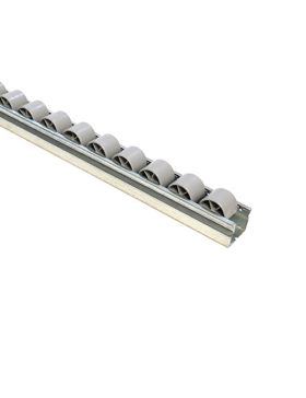 RAIL DE ACERO DE 1.5M CON Ruedas DE 28 MM DE DIÁMETRO CARGA 44 KG - RODILLO CONVEYOR 1.5M ANTI-UV
