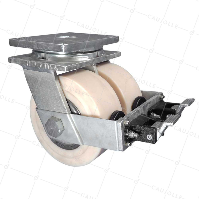 Rotante PIVOTANTE A FRENO EN NYLON DIÁMETRO 250 MM CARGA 7500 KG - STEC NYLON DOBLE 250 PAF