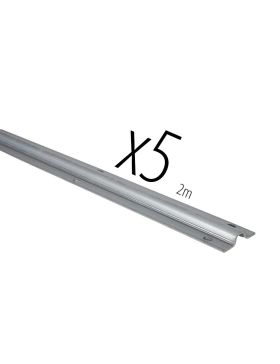 CARTÓN DE 5 RAILS DE 2 METROS A VISORES EN ACERO GALVANIZADO FUERTE ESPESOR 3 MM Canal REDONDA DE 19 MM