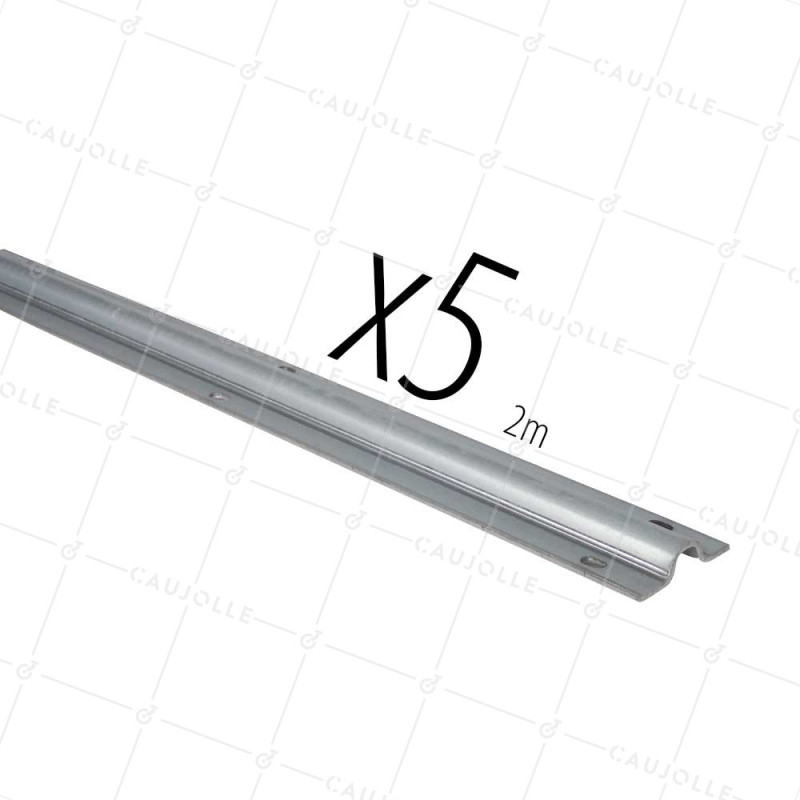 CARTÓN DE 5 RAILS DE 2 METROS A VISORES EN ACERO GALVANIZADO FUERTE ESPESOR 3 MM Canal REDONDA DE 19 MM