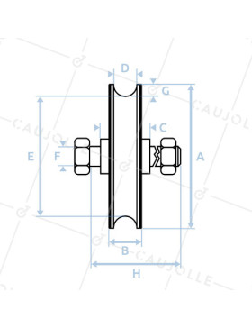 Rueda DE PORTAIL COULISSANT A Canal RONDE EN INOX DIAMETRE 100 MM POUR RAIL ROND DE 20 MM CARGA 300 KG EJE 14MM - GAGR 100 INOX