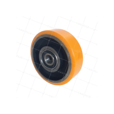 Rueda INDUSTRIAL DE FUNDICIÓN Y POLIURETANO DIÁMETRO 125MM CARGA 400KG EJE 20 MM LM40 - SFPU 125/40 LM40 RB20 • Caujolle