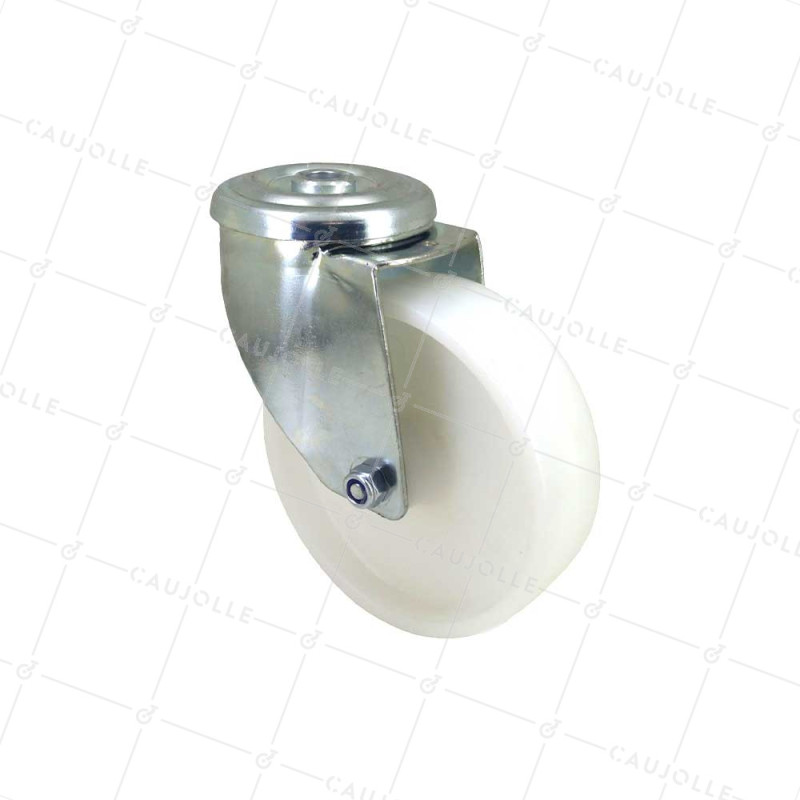 Rotante DE MANUTENCIÓN NYLON A Orificio de fijación DIÁMETRO 125MM CARGA 100 KG A FIJACIÓN DE 12 MM - S06N125L