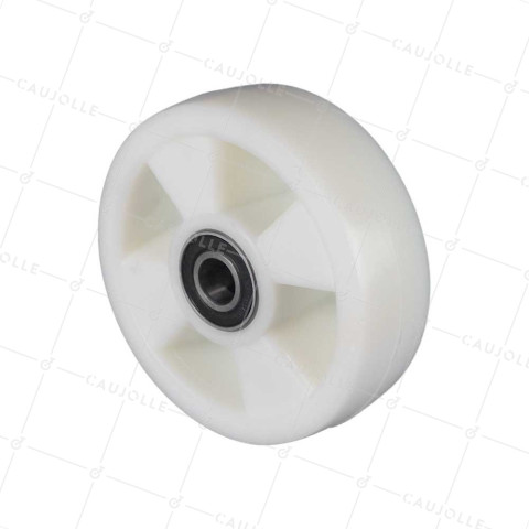 Rueda DE TRANSPALETTE EN NYLON RENFORCÉ DIÁMETRO 160 MM CARGA 500 KG Cojinete BILAS 20 MM - S2480 160X50 RB20-55 • Caujolle